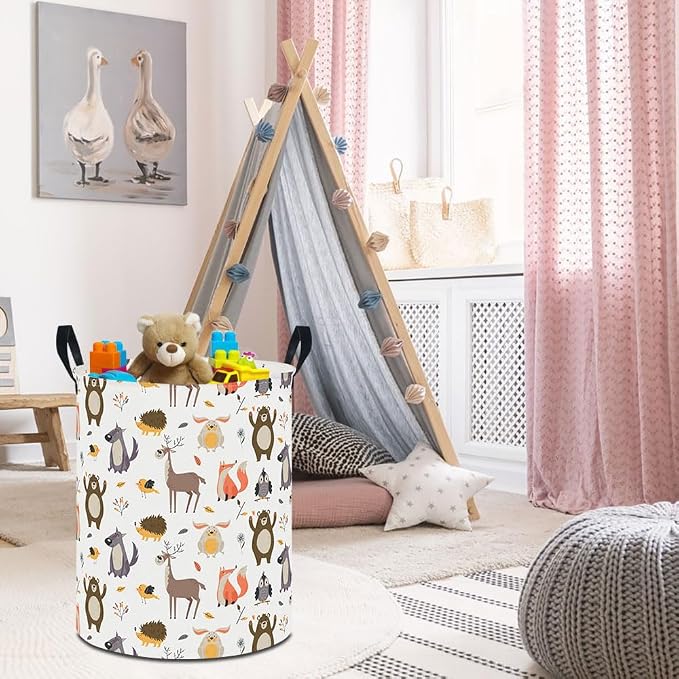 19.7" Laundry Basket, Kids Dirty Clothes Hamper, Waterproof Storage Bin - Image 4
