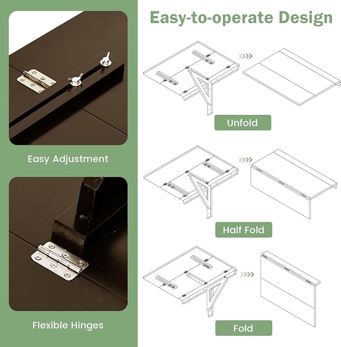 Wall Mounted Folding Table, 31.5" x 23.5" Floating Desk - Image 7