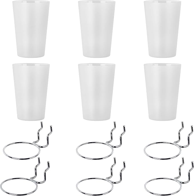 6 Set Pegboard Hooks with Cups, Ring Style Bins with Rings, Pegboard Cup Holder - Image 3