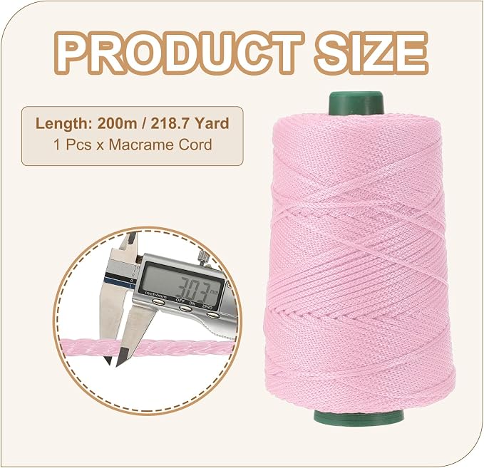 YELARXI Polyester Macrame Cord, 3mm x 219 Yards Polypropylene Macrame Cords - Image 2