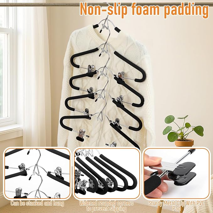Kathfly 10 Pack Foam Padded Black Suit Hangers - Image 6