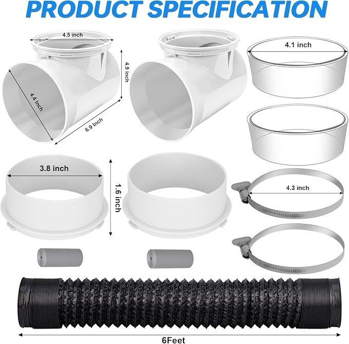 Dryer Vent Connector Kit with 90 Degree Elbow & 6-Layer Flexible Hose, - Image 2