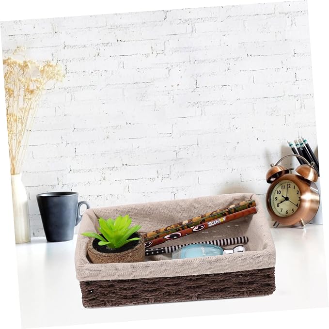 1pc Hand-woven Storage Boxes Desktop Glove Box Compartmentalized Organizer - Image 9
