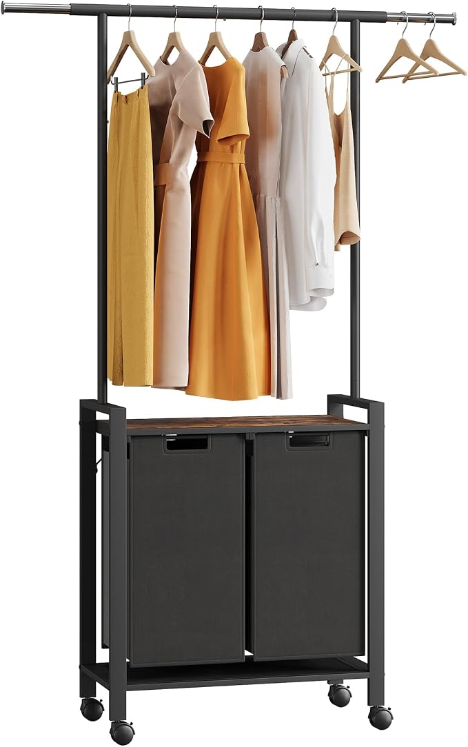 Laundry Sorter Cart With Hanging Clothes Rack, Removable Drying Rack, Laundry by Unknown