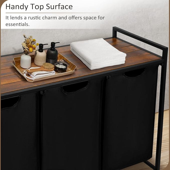 Pull Out Laundry Hamper 3 Compartment Laundry Sorter - Image 5