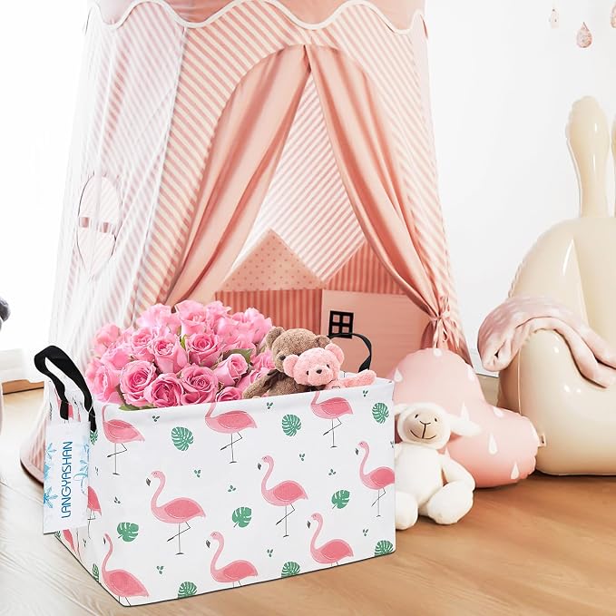 LANGYASHAN Rectangular Storage Bin Collapse Canvas Fabric Cartoon Storage Basket - Image 5