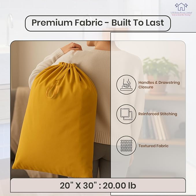 LFH Home Cotton Canvas Large Laundry Bag - Image 4