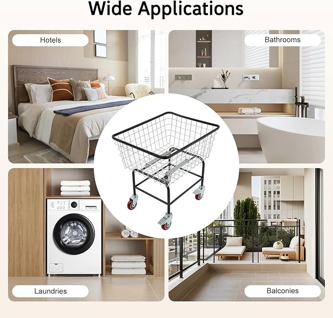 Wire Laundry Cart, Heavy Duty Steel Laundry Cart - Image 8