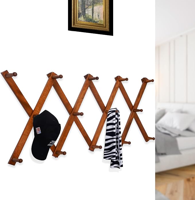 WEBI Accordion Wall Hanger, Expandable Wooden Hat Rack - Image 8