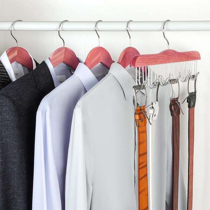 TOPIA HANGER American Red Cedar Wood Belt Hanger, Belt Organizer Rack - Image 5