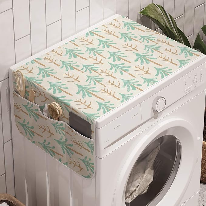 Lunarable Tree Washing Machine Organizer, Evergreen Trees and Bare Trunks by Lunarable