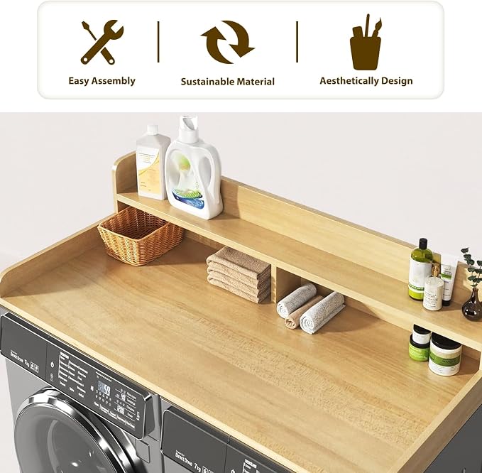 Laundry Countertop with Storage, Washer and Dryer Countertop with 2-Tier - Image 3