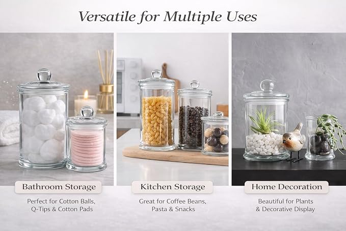 KMWARES 3PCs Set Small Mini Clear Glass Premium Quality Apothecary - Image 5