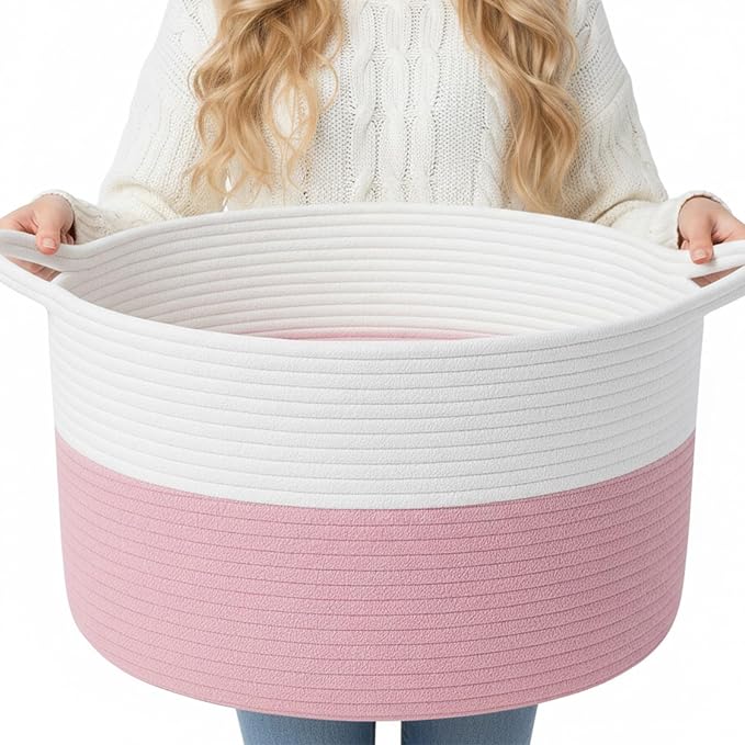 ShellKingdom Laundry Basket, Large Natural Rope Woven Storage Basket by ShellKingdom
