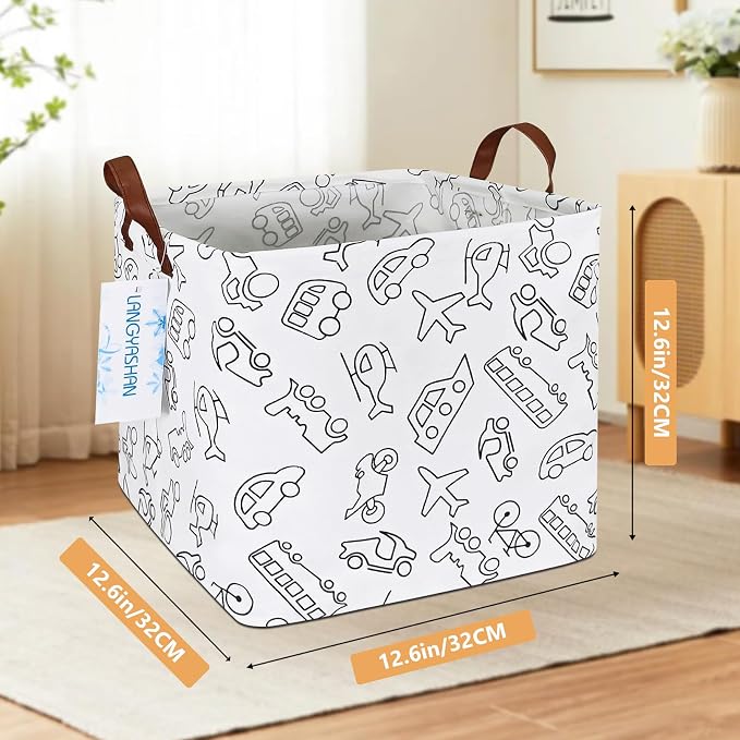 LANGYASHAN Square Storage Baskets Waterproof Canvas Children Laundry Nursery - Image 2
