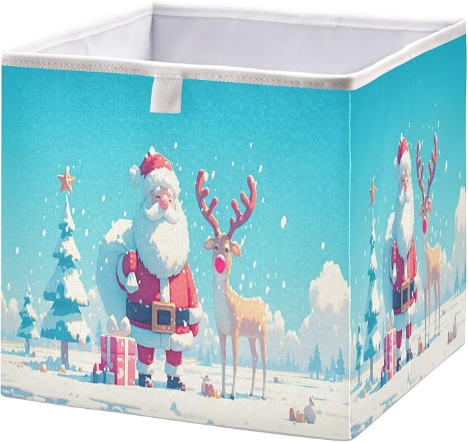 senya Large Storage Bins Christmas Santa Claus Deer Collapsible Foldable by senya
