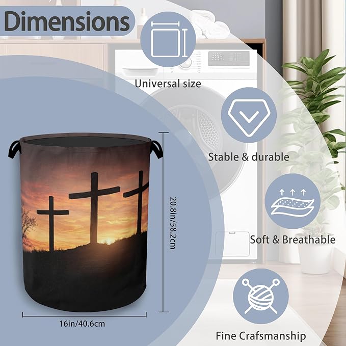 Cross Sunset Laundry Basket, Foldable - Image 2
