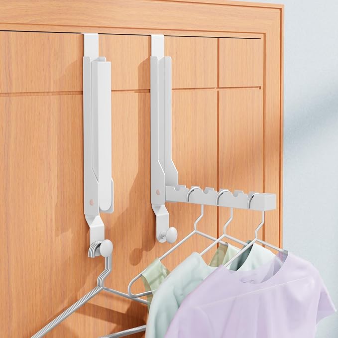 4 Pack Over The Door Hanger Folding Clothes Drying Rack, Folding Hanging Coat - Image 2
