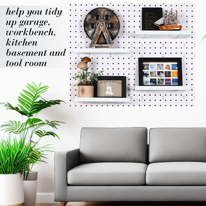 4 Pcs Pegboard Shelves Wall Organizer Brackets Pegboard Steel Tray Accessories - Image 4