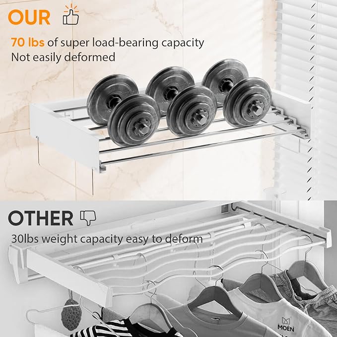 Wall Mounted Clothes Drying Rack, Laundry Drying Rack Clothing Wall Mount - Image 4