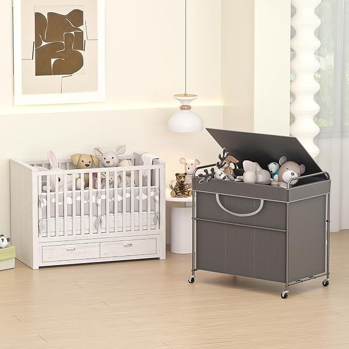 180L Large Laundry Hamper, 3 Compartment Laundry Basket - Image 7