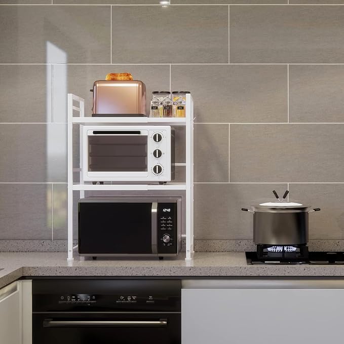 DOLALIKE Microwave Oven Rack, Expandable Microwave Stand Countertop Kitchen - Image 2