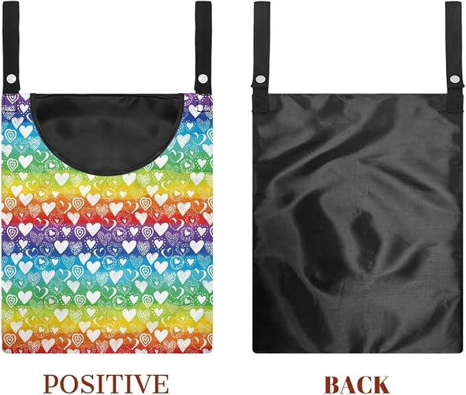Rainbow Hearts Pin Collector Bag Clothespin Storage Bag Machine Washable - Image 7