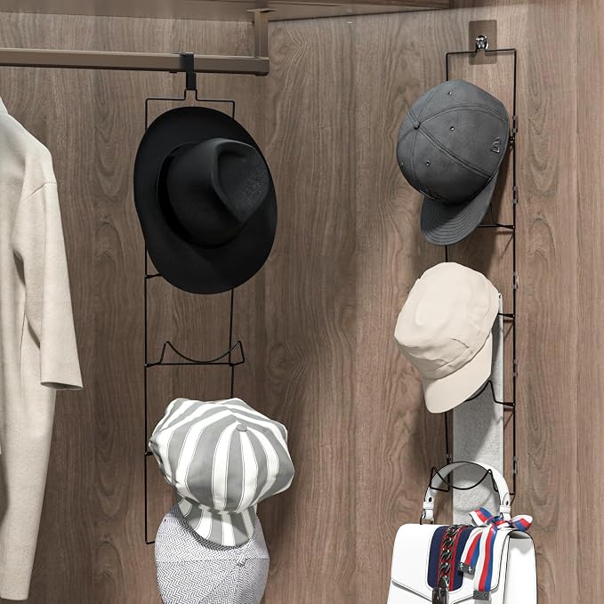 LINFIDITE 10 Pack Hat Rack Hanger Holder Organizer Flexible Multi Hook Wall - Image 3