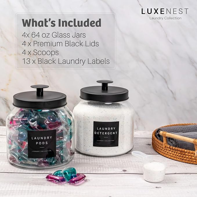 Glass Laundry Room Organization and Storage Set Containers - Image 2