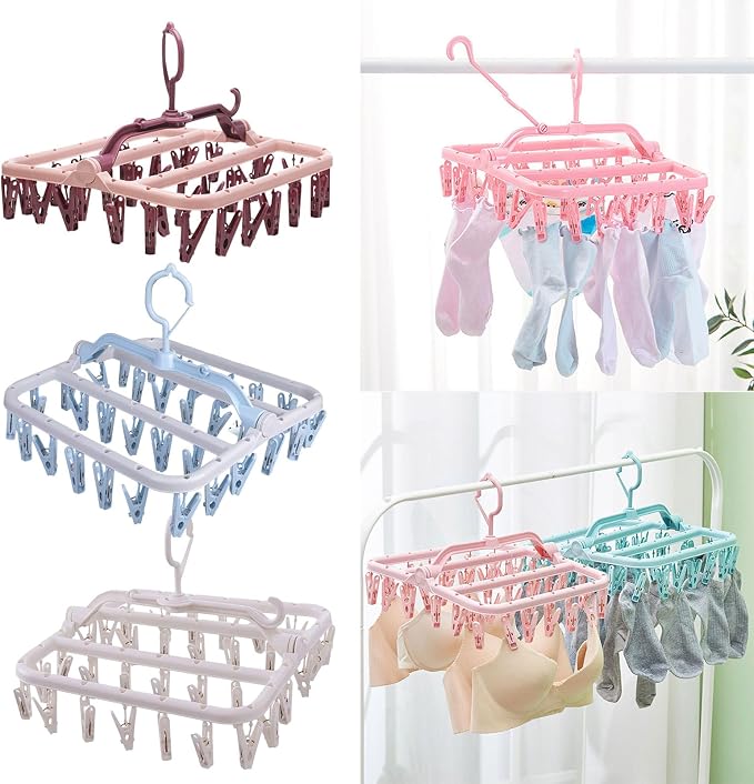 Foldaway Clothesline Hanger Thickened Arms Multiple Clip - Image 9