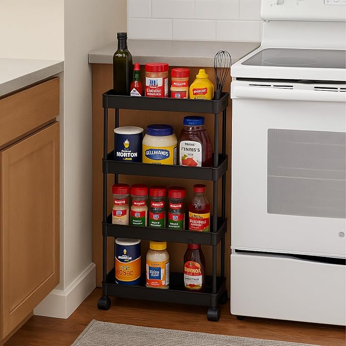 ShellKingdom 4 Tier Bathroom Storage Organizer, Slim Rolling Storage Cart - Image 3