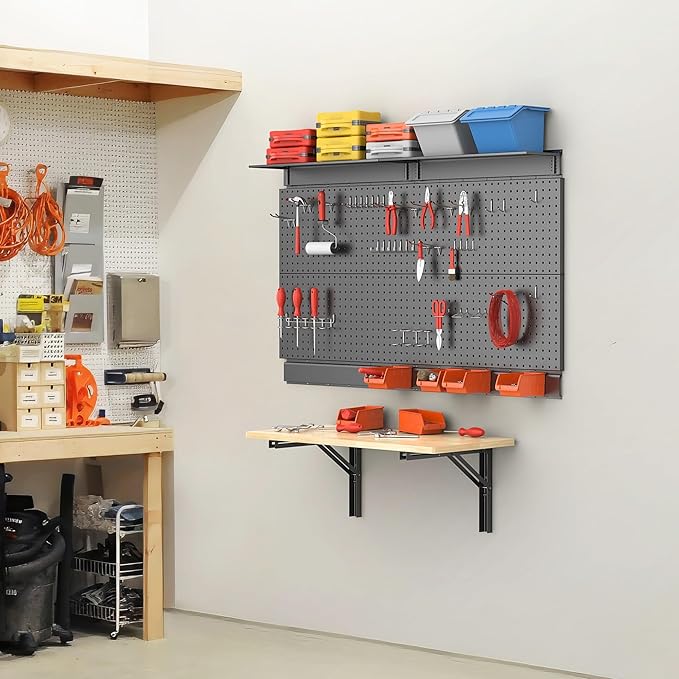 TORACK Heavy Duty Wall Mounted Folding Workbench, Space-Saving Collapsible Wall - Image 2