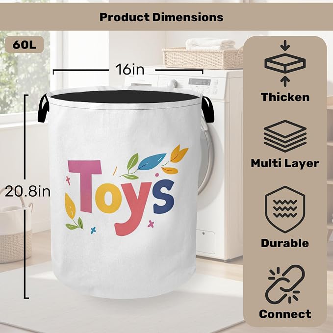 Toys Foldable Canvas Laundry Basket - Image 2