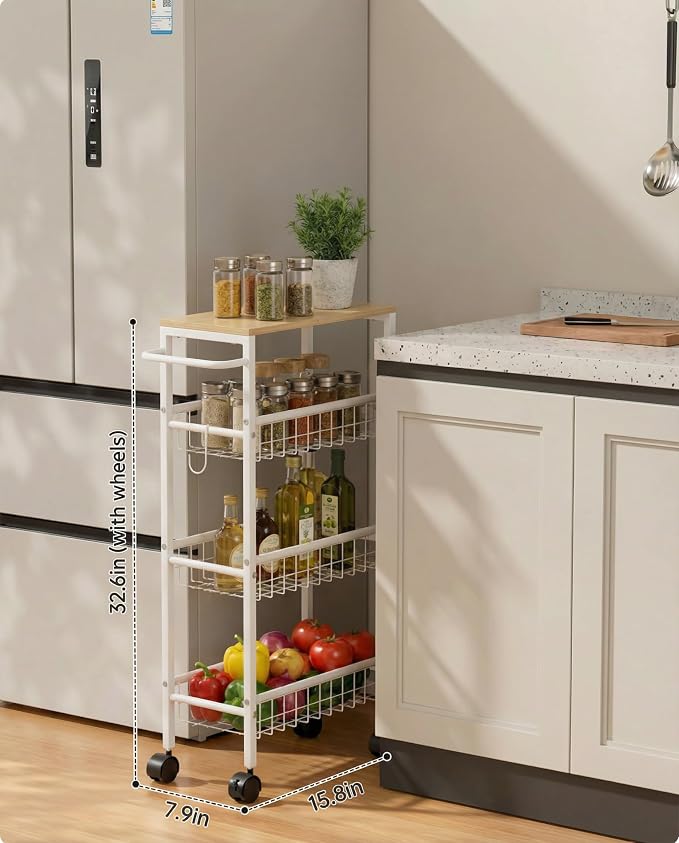 Rolling Utility Cart, 4-Tier Slim Narrow Storage Cart - Image 4