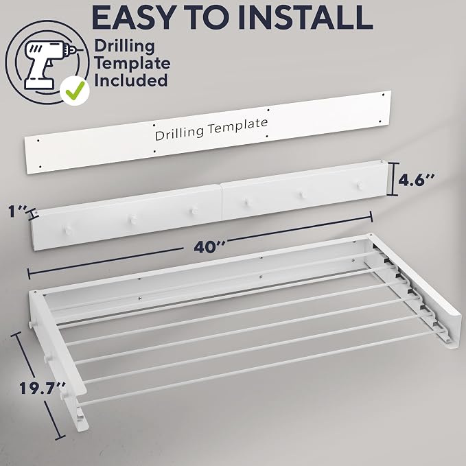 Foldable Wall Mounted Drying Rack 40 inch - Image 3