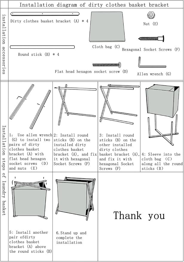 Bamboo Wood X-frame Laundry Hamper - Image 7