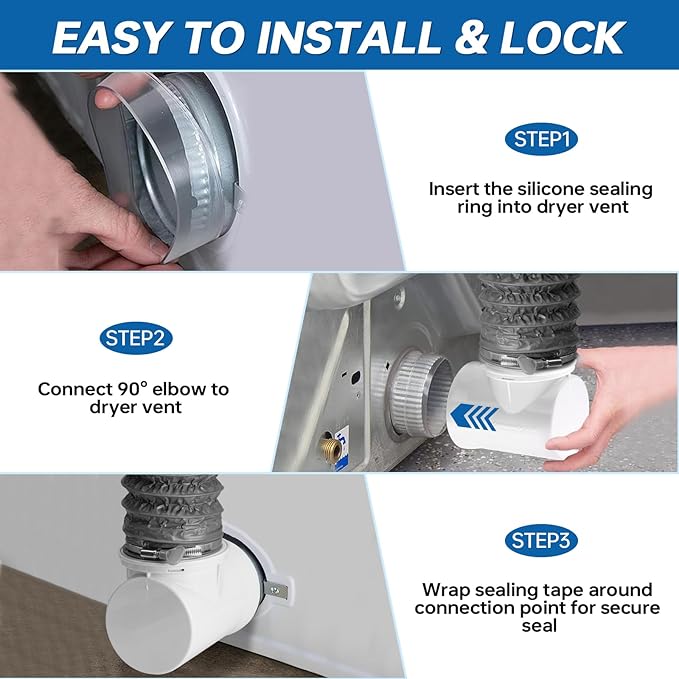 Dryer Vent Hose for Tight Space, 90 Degree Dryer Vent Elbow Connector Kit - Image 6