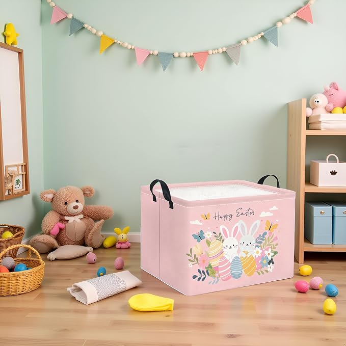 Rectangular Easter Basket for Home Kitchen Baby Girls Basket Cute Storage Bin - Image 6