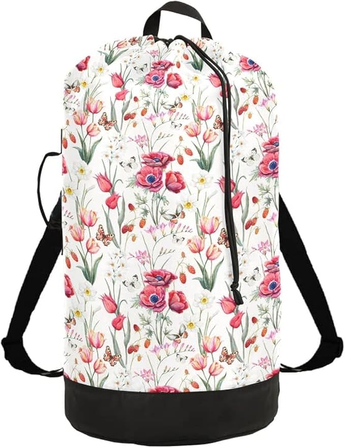 VIGTRO Laundry Bag Backpack Hamper Basket Large Heavy Duty Watercolor Pink by VIGTRO
