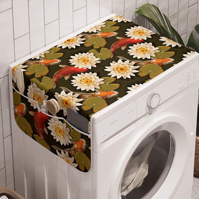 Ambesonne Asian Washing Machine Organizer, Japanese Carp Koi Fish by Ambesonne