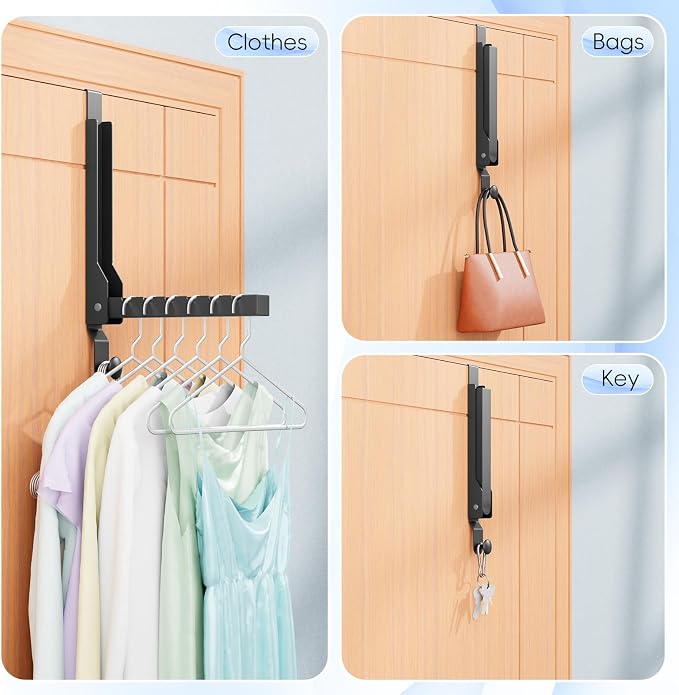 2 Pack Over The Door Hanger Folding Clothes Drying Rack, Folding Hanging Coat - Image 6