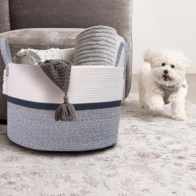 Woven Storage Basket with Handle, Nursery Hamper in Baby Nursery&Bathroom - Image 5