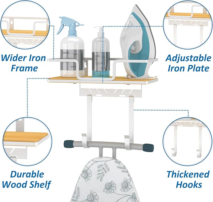efluky Ironing Board Hanger Wall Mount, Ironing Board Holder Organizer - Image 3