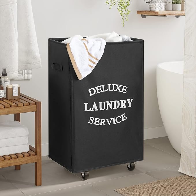WOWLIVE Large Rolling Laundry Basket Wheels 90L Collapsible Tall Laundry Hamper - Image 2