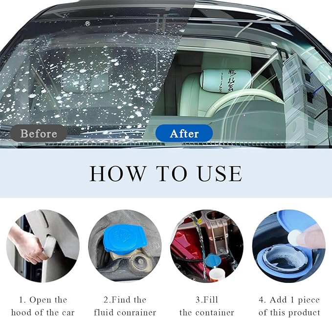 100 PCS Car Windshield Washer Tablets, Auto Glass Wiper Solid Cleaning - Image 5