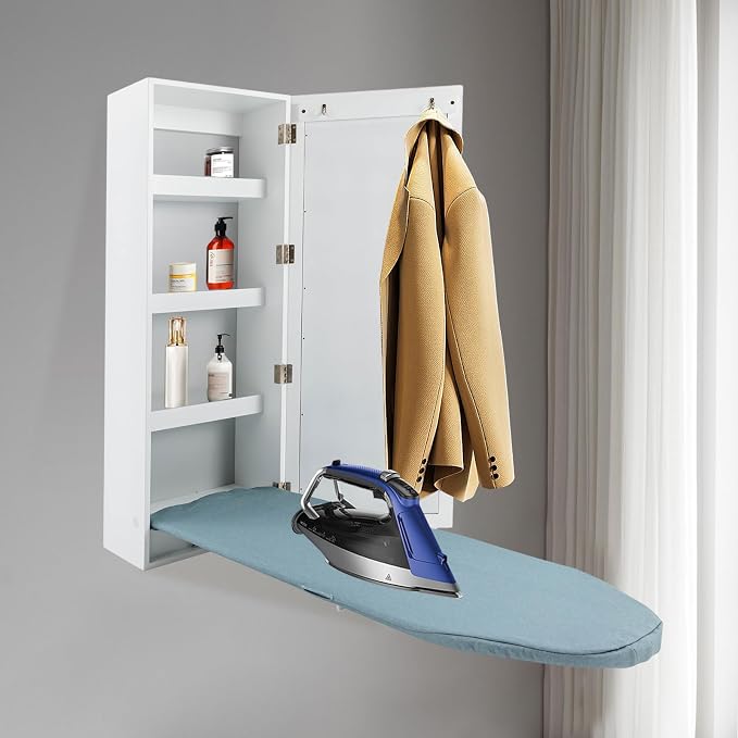 Wall-Mounted Ironing Board Cabinet Foldable Storage Shelve - Image 9