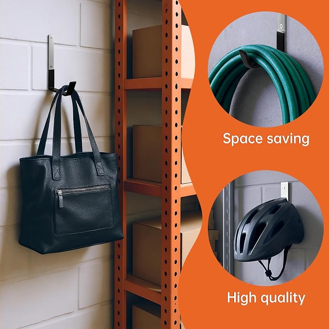 Heavy Duty Steel Utility Hooks, 4 Pack, Wall Mount, 50lbs Weight Capacity - Image 7