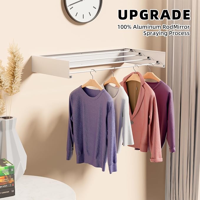 Wall Mounted Drying Rack for Small Space, 23.6" Foldable Collapsible Laundry - Image 5