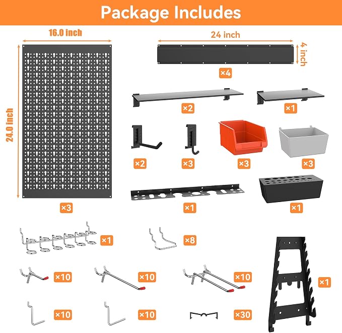 WALMANN 113 PCS Pegboard Wall Organizer Kit - Image 6