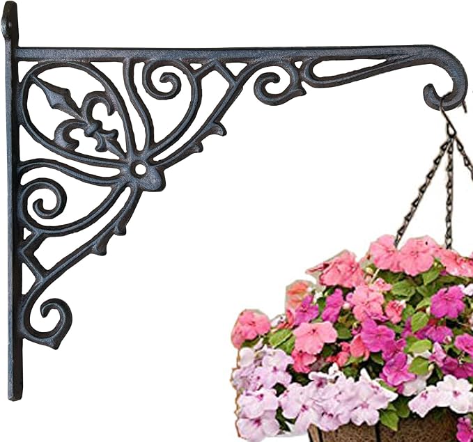 KiaoTime Cast Iron Hanging Hook Bracket Wall Hanger 12" Deep Outdoor Indoor - Image 3